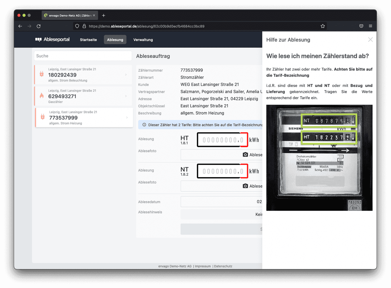 ableseportal.de - einfach Zähler ablesen